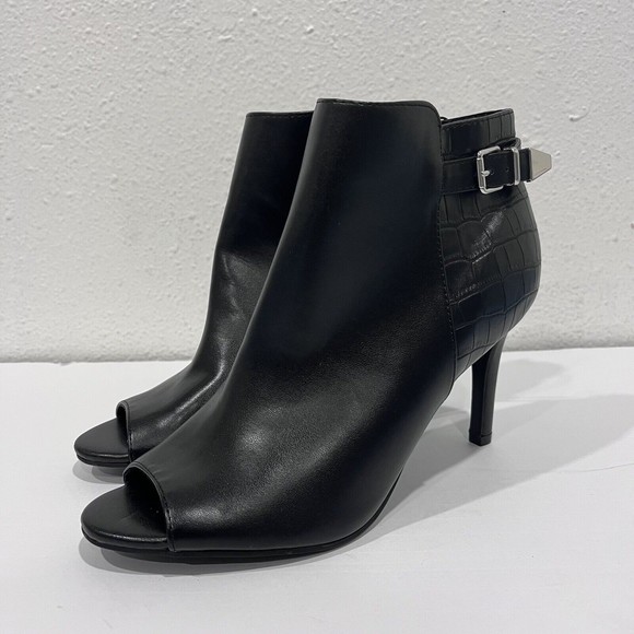 Unisa Shoes - Unisa Stiletto Ankle Boots Black Zipper Peep Toe 10 New